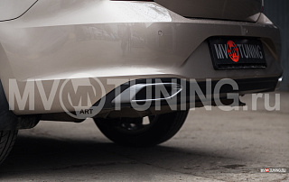 SILVER. Имитация насадок глушителя(выхлопа) крашенные для VW Polo Liftback 2020 - 2023